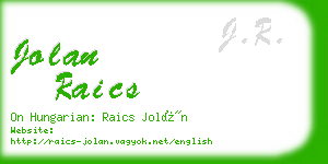 jolan raics business card